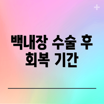 백내장 수술 후 회복 기간