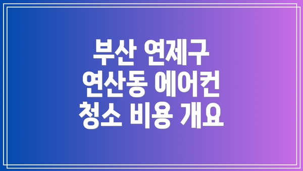 부산 연제구 연산동 에어컨 청소 비용 개요