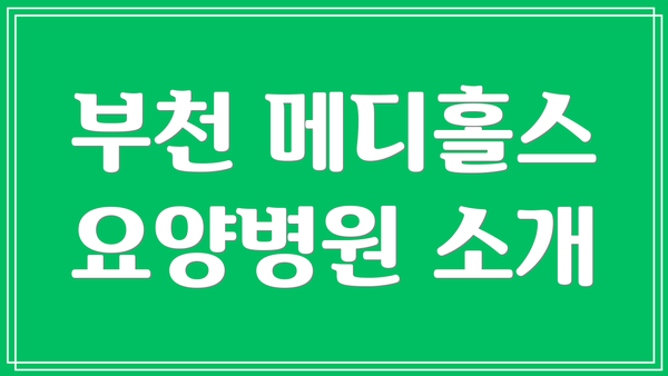 부천 메디홀스 요양병원 소개