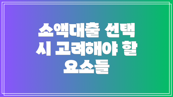 소액대출 선택 시 고려해야 할 요소들