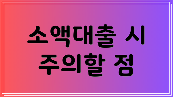 소액대출 시 주의할 점
