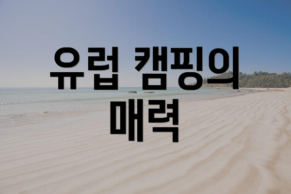 유럽 캠핑의 매력