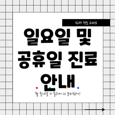 일요일 및 공휴일 진료 안내