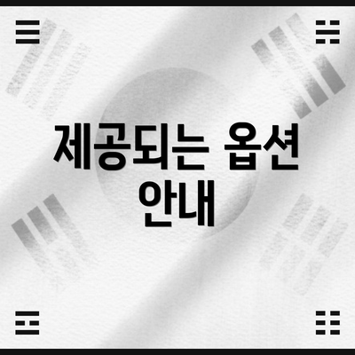 제공되는 옵션 안내