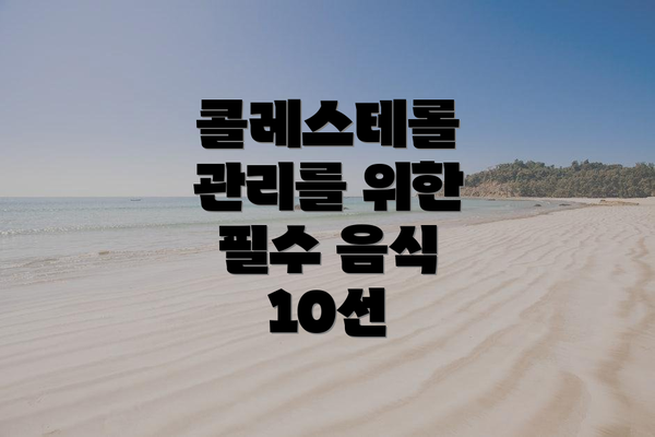 콜레스테롤 관리를 위한 필수 음식 10선