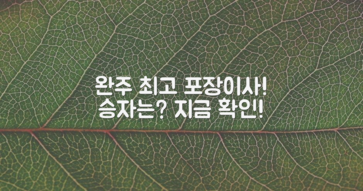 완주 최고의 포장이사, 누가 될까?