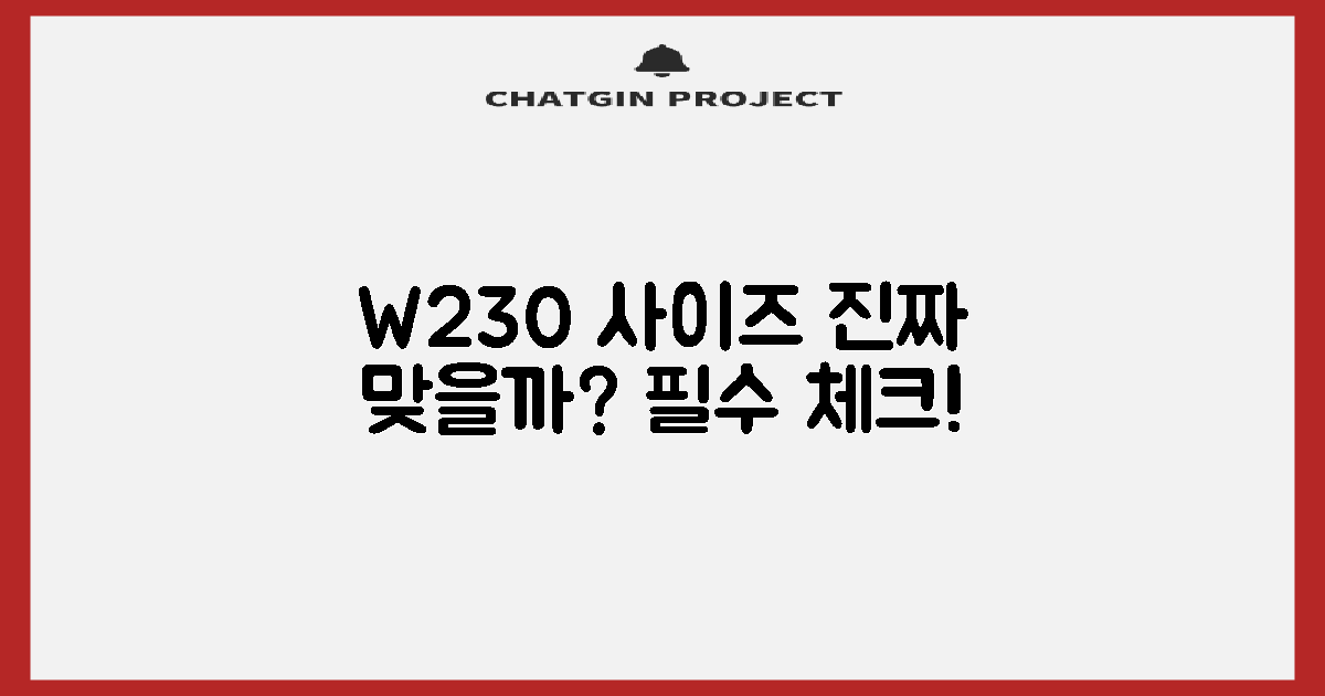 W230 사이즈, 정말 맞을까?